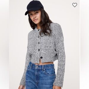 black & white marl crop cardigan